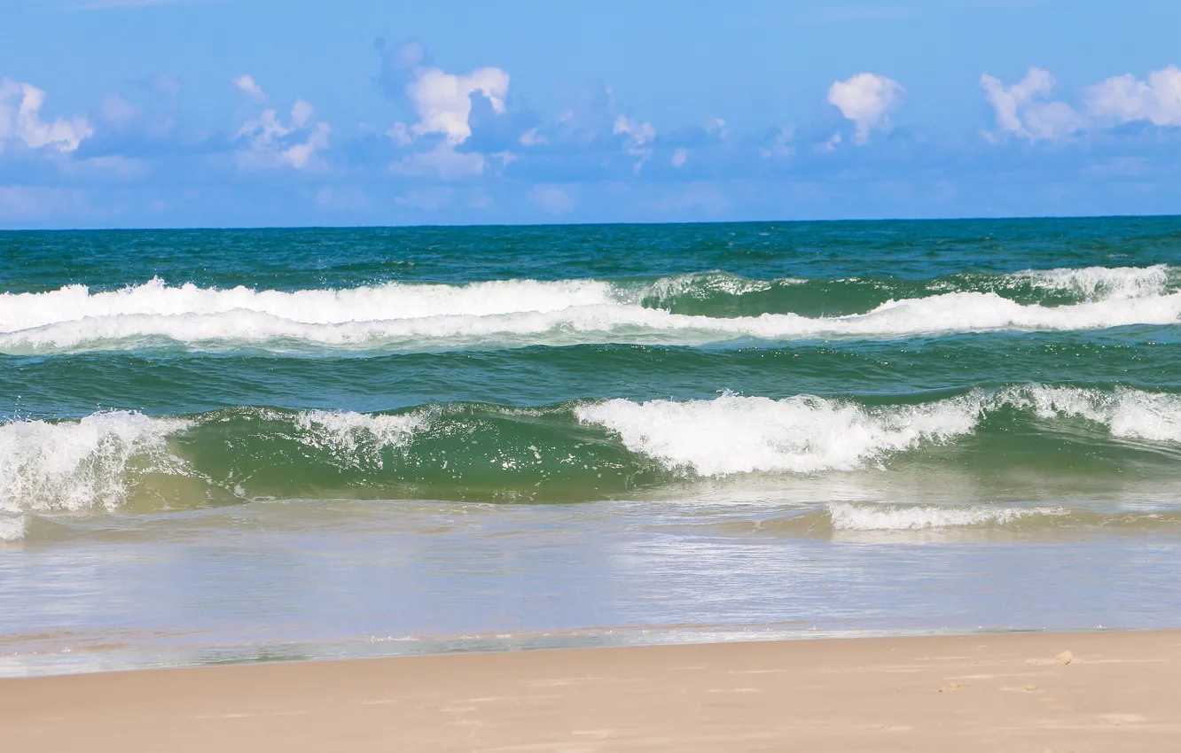 Фото обои море, волны, пляж, берег, прибой