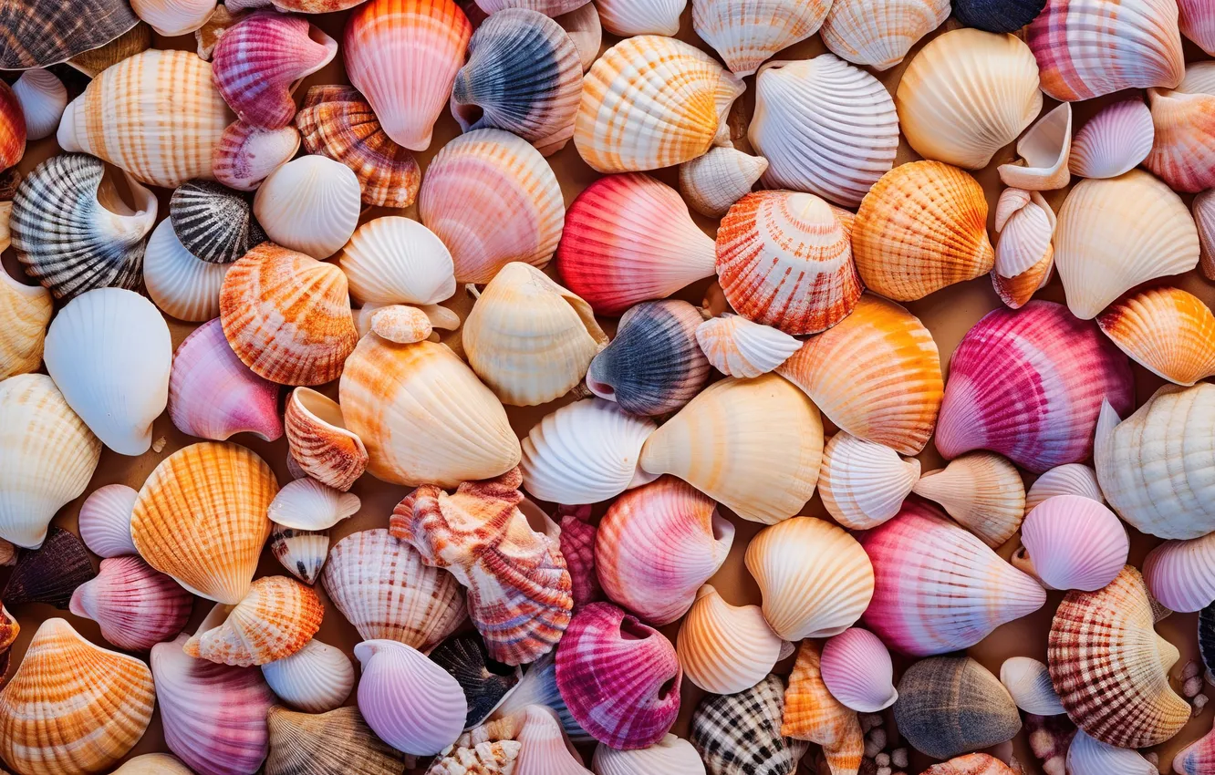 Фото обои песок, море, пляж, галька, камни, фон, colorful, ракушки