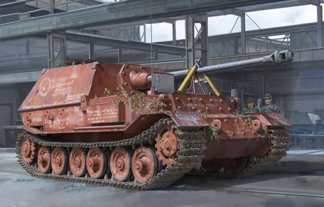 Фото обои Германия, САУ, Ferdinand, Истребитель танков, Бронетехника