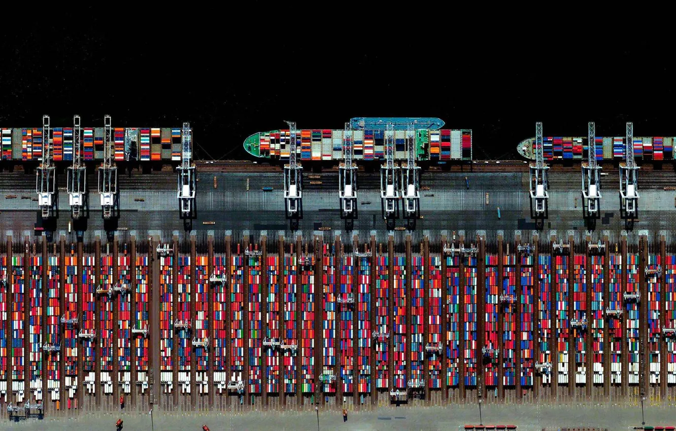 Фото обои ship, port, container