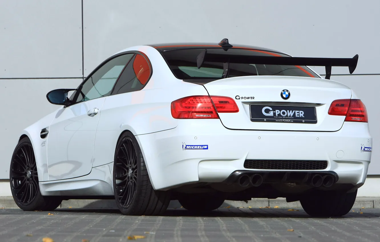 Фото обои белый, стена, бмв, BMW, wall, white, g-power, e92