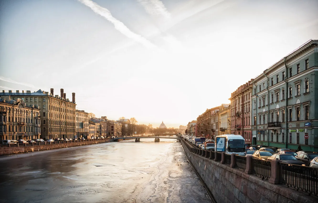 Фото обои Питер, Река, Лед, Мойка, Санкт-Петербург, Russia, спб, St. Petersburg