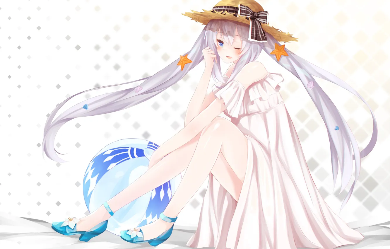 Фото обои девушка, аниме, арт, шляпка, белое платье, Fate / Grand Order