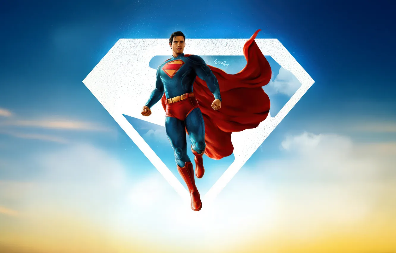 Фото обои DC Comics, Clark Kent, Superman, фон, арт, комикс, супергерой, Супермен