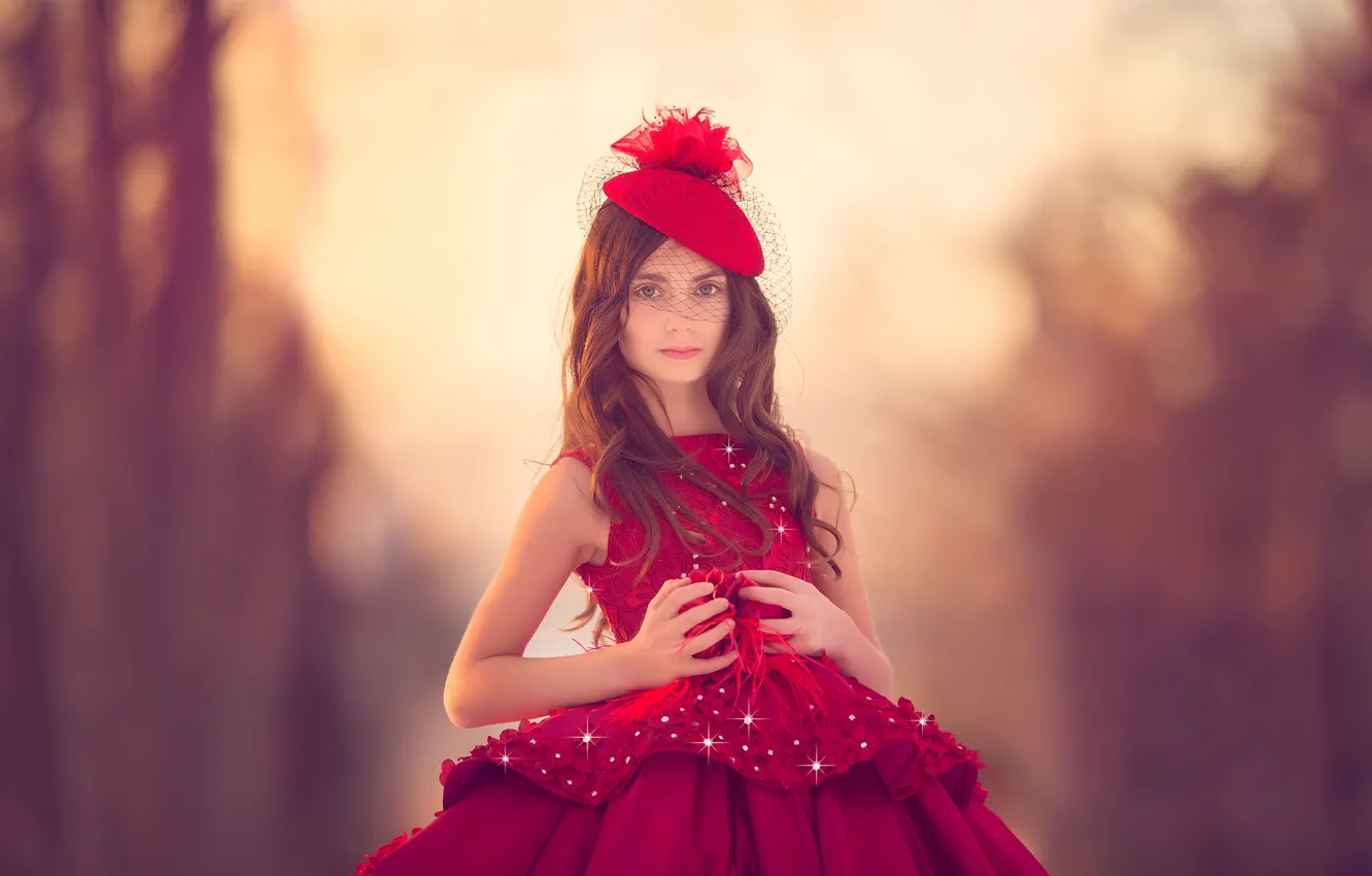 Фото обои платье, девочка, шляпка, вуаль, Meg Bitton