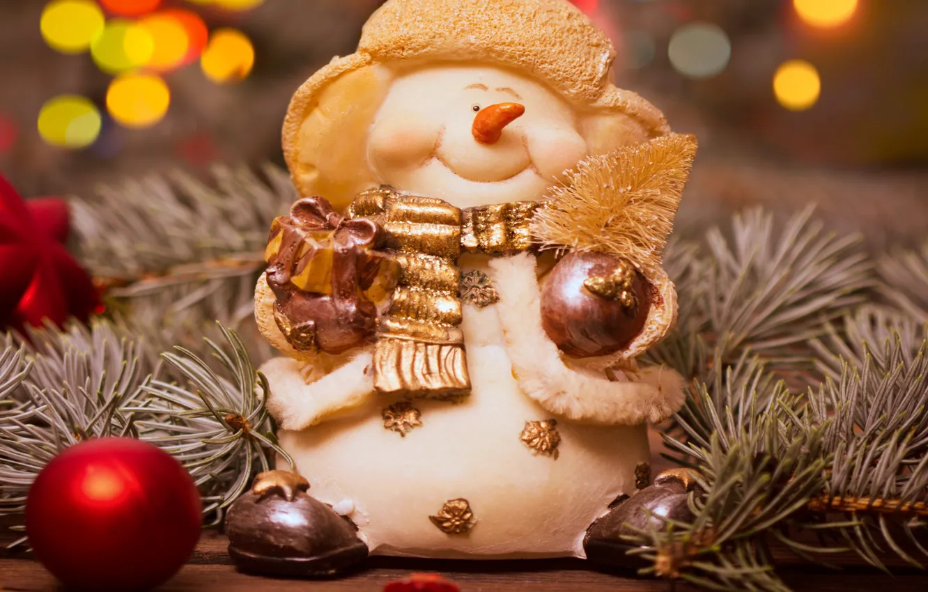 Фото обои украшения, елка, Новый Год, Рождество, снеговик, Christmas, Xmas, decoration