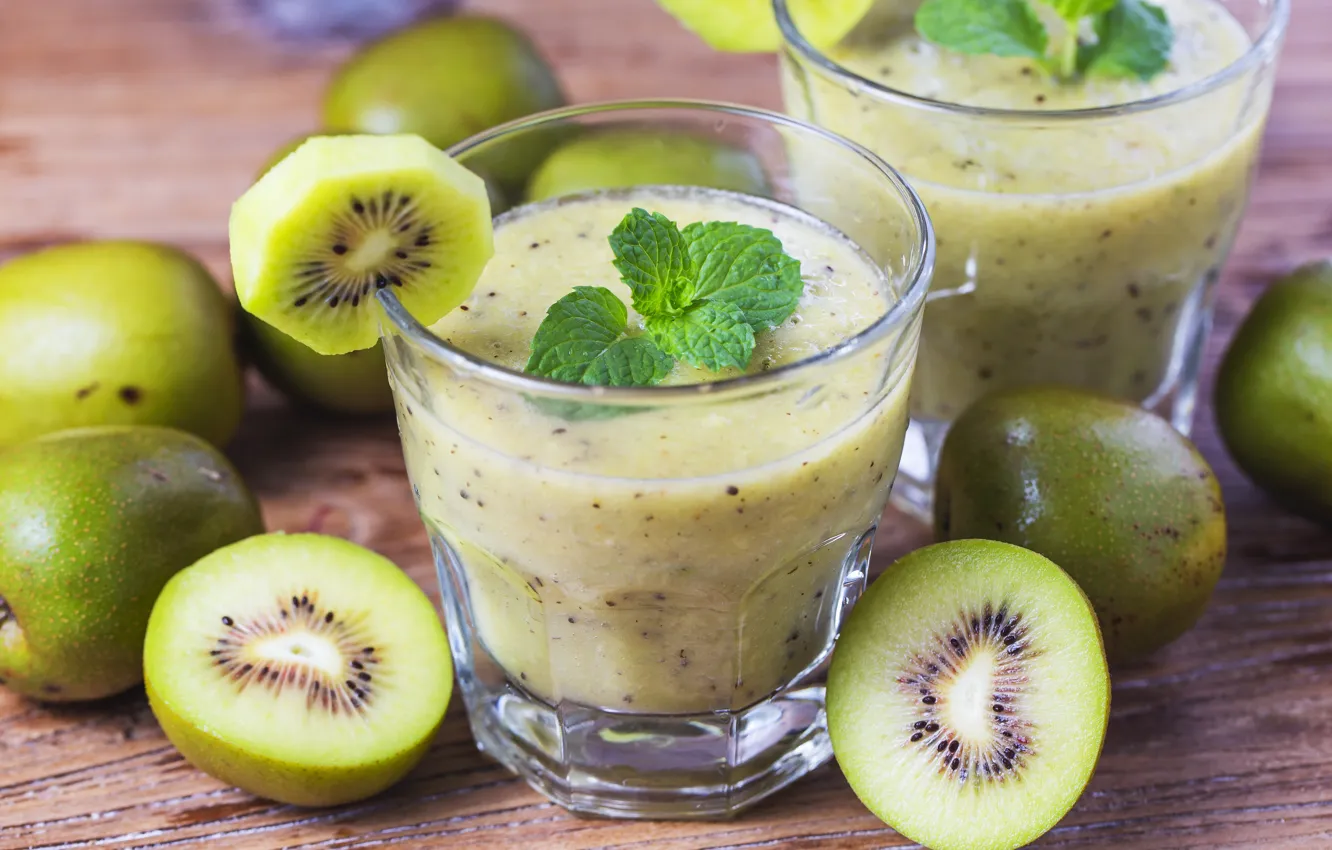 Обои киви, сок, напиток, мята на телефон и рабочий стол, раздел еда ...