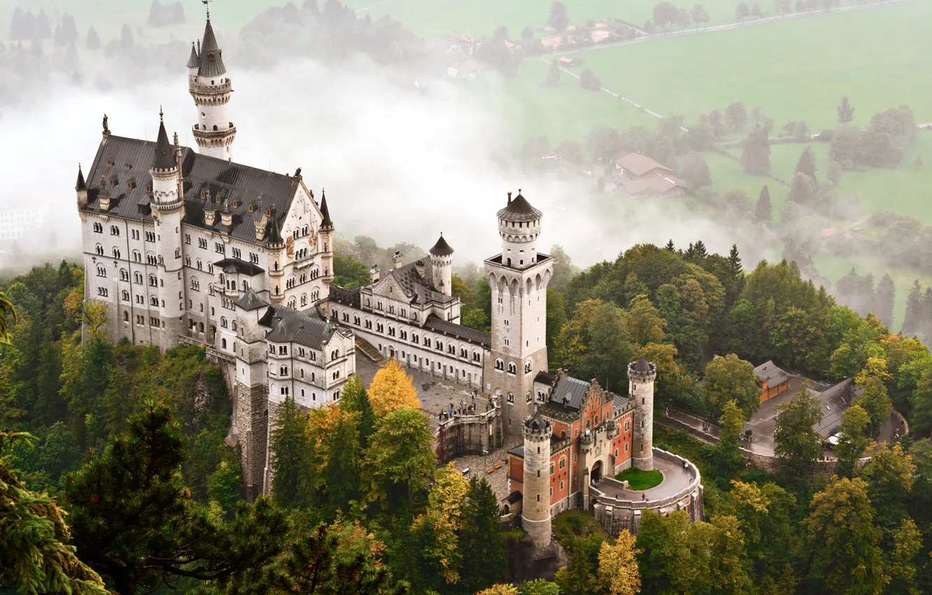 Фото обои замок, Германия, Бавария, Нойшванштайн, старинный, castle