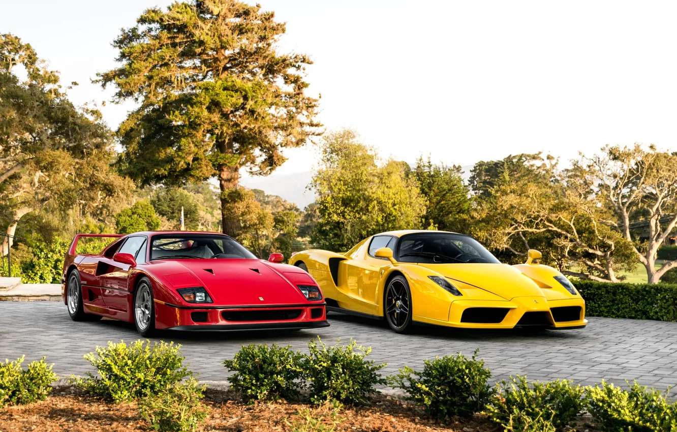 Фото обои Red, F40, Enzo, Yellow