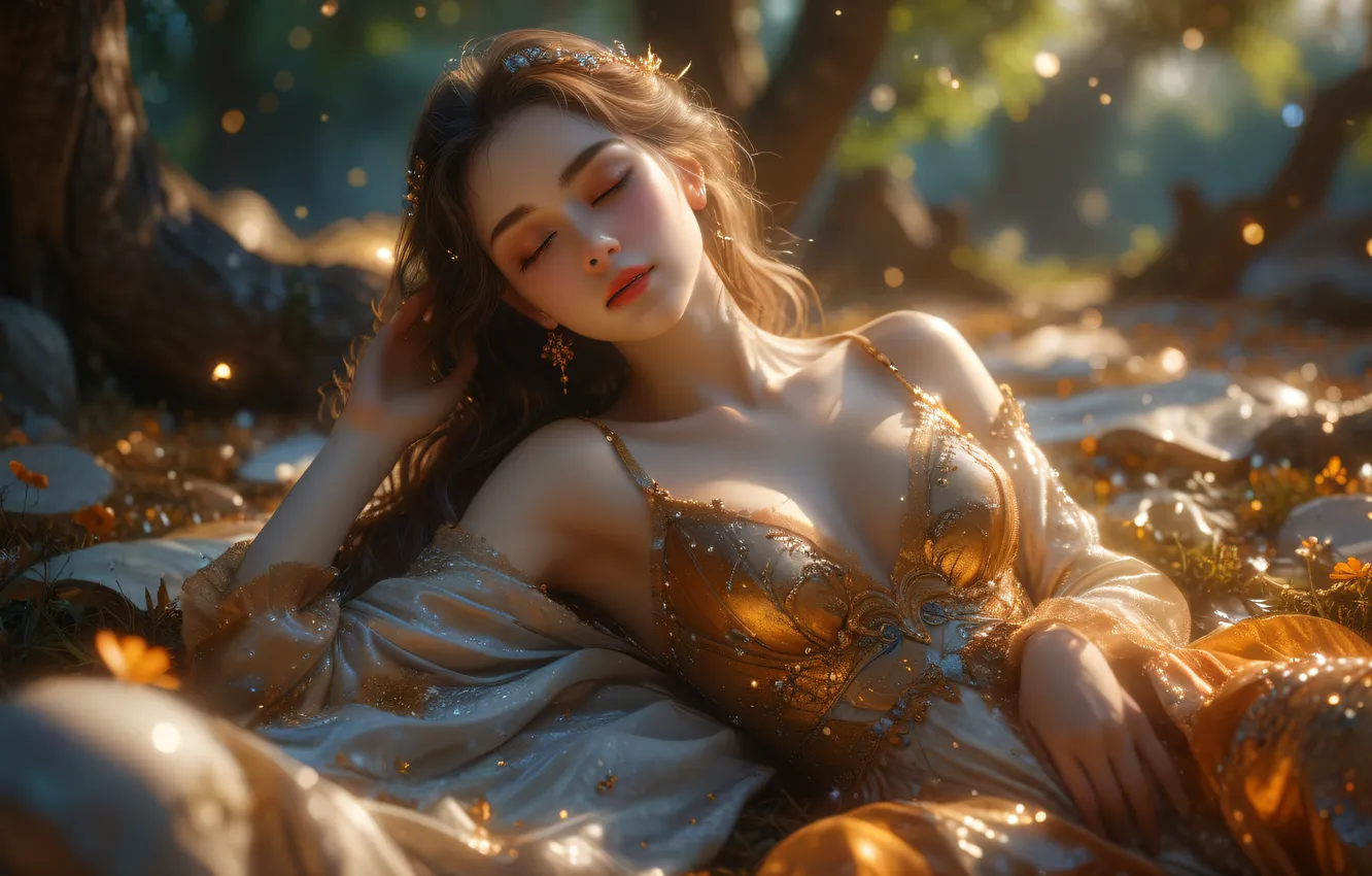 Фото обои golden, dreaming, grove, enchanted, slumber