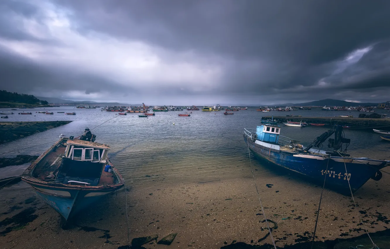 Фото обои берег, лодки, Galicia, Illa de Arousa