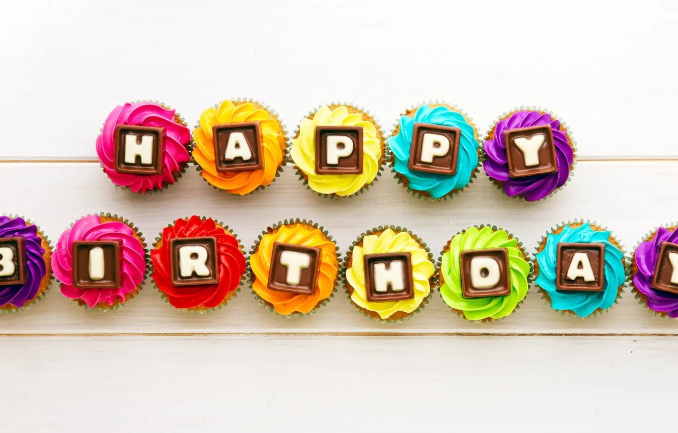 Фото обои cupcake, happy birthday, с днем рождения