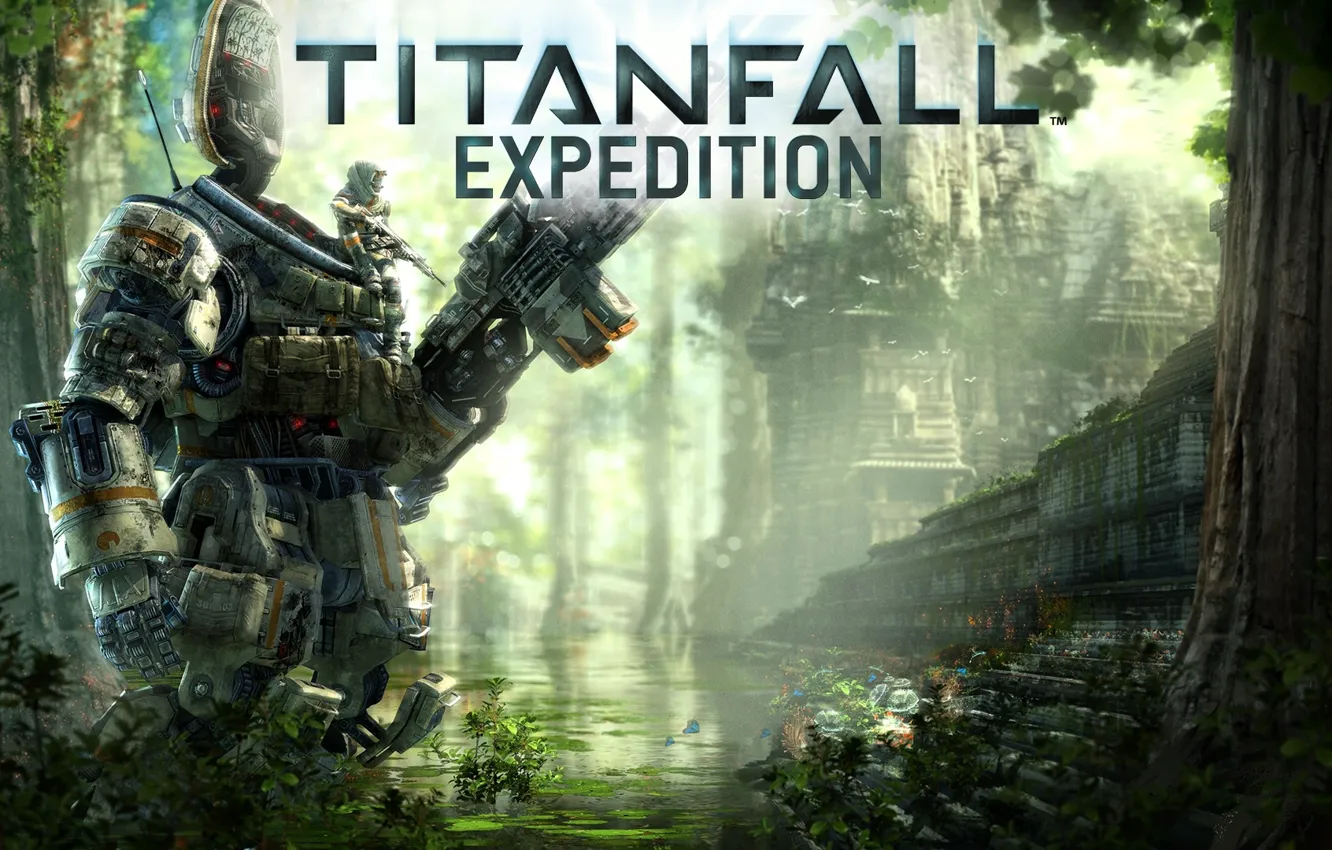 Фото обои джунгли, пилот, боец, pilot, Titan, Titanfall Expedition