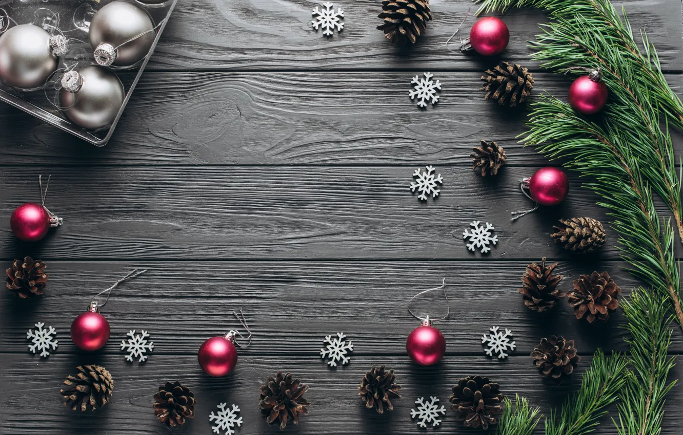 Фото обои украшения, шары, Новый Год, Рождество, Christmas, balls, wood, New Year