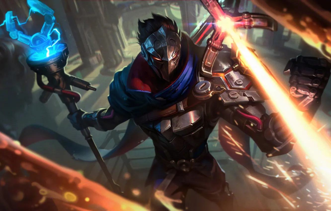 Фото обои доспехи, маска, посох, game, персонажи, League of Legends, лол, LoL