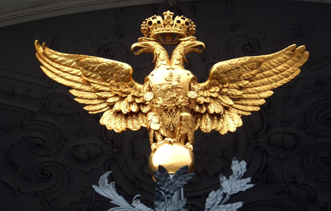 Фото обои орел, корона, статуя, двухглавый
