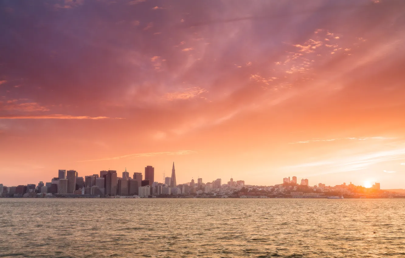 Фото обои город, небоскребы, утро, San Francisco, панорамма