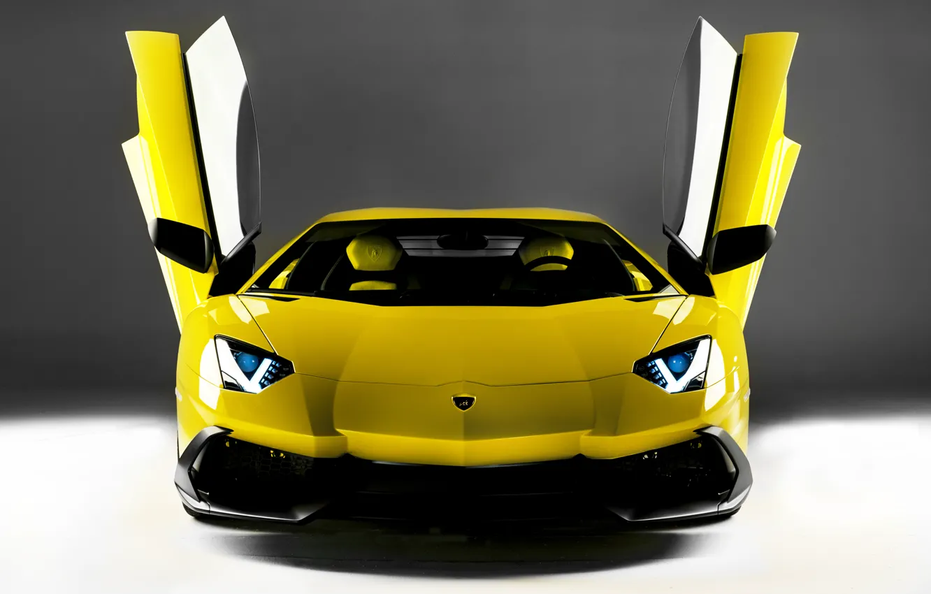 Фото обои Lamborghini, двери, суперкар, передок, открытые, LP700-4, Aventador, 50 Anniversario Edition