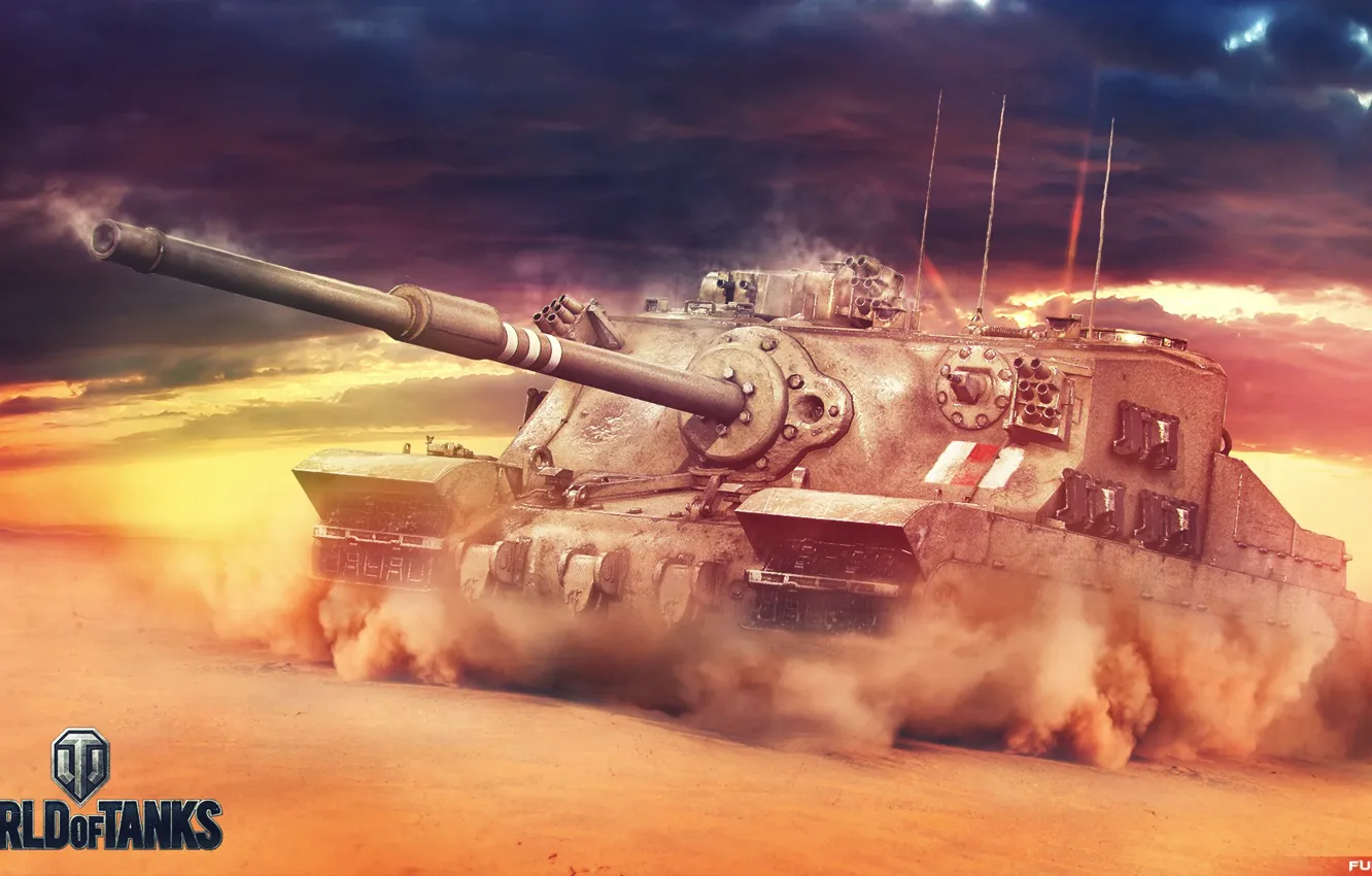 Фото обои Игры, Пустыня, Великобритания, World of Tanks, FuriousGFX, Wargaming. Net, Тортоис, Tortoise (A39)