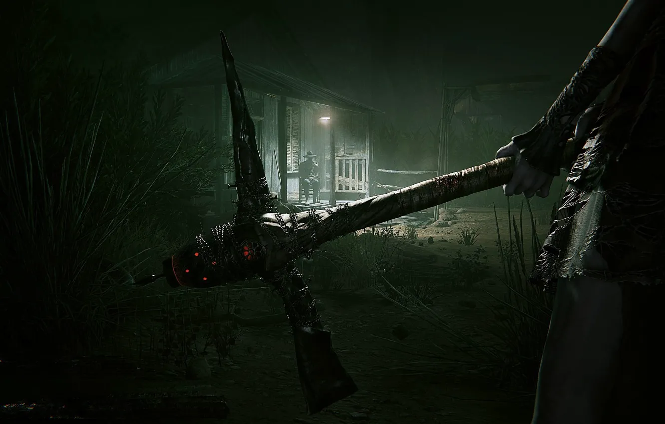 Фото обои руки, дома, оружие, свет, Outlast 2, ночь