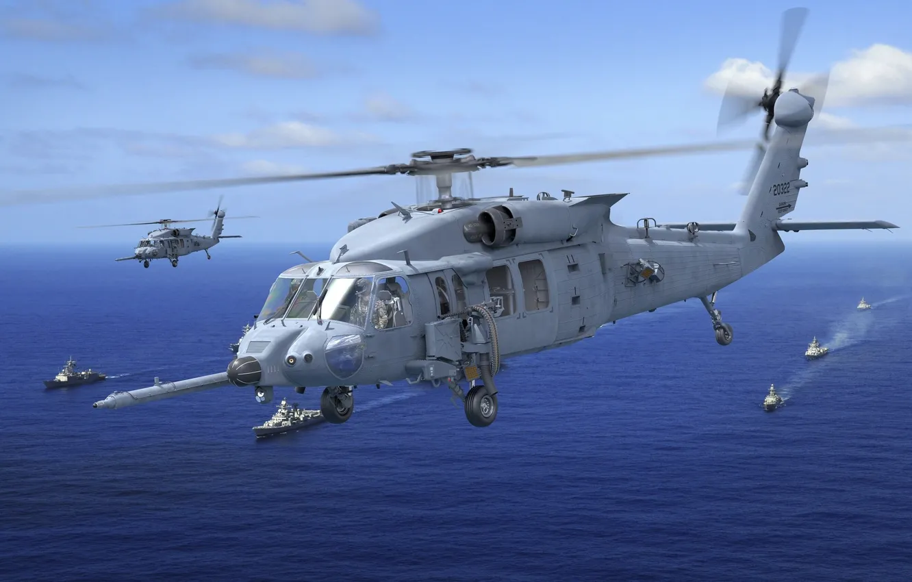 Фото обои небо, полёт, вертолёт, SIKORSKY HH-60W