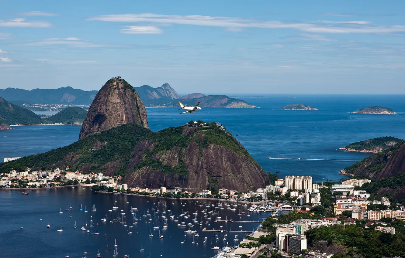 Фото обои скала, самолет, пристань, сергей доля, бразилия, рио-де-жанейро