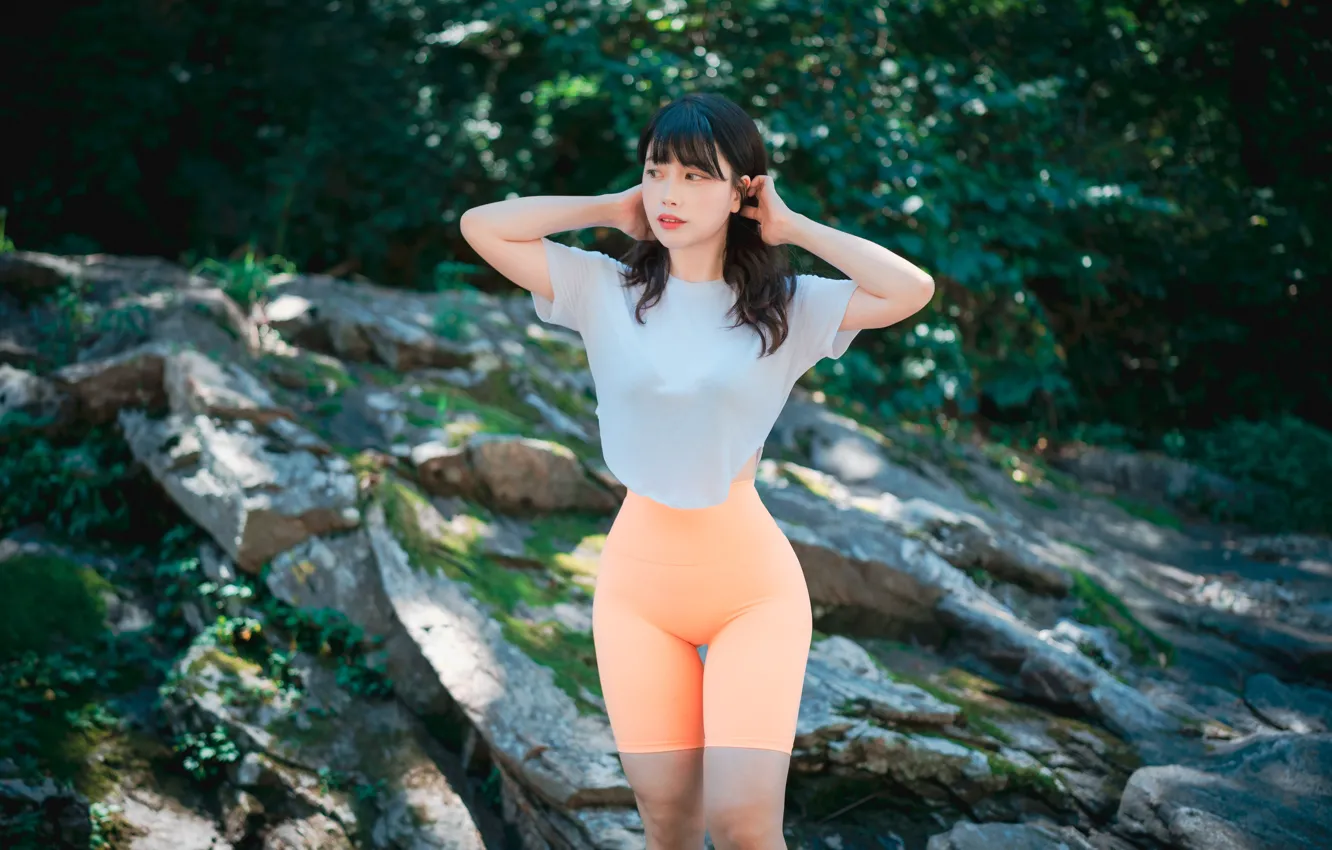 Фото обои model, asian, leggings, t shirt, Zzi Zzi, DJAWA, Women Outdoors