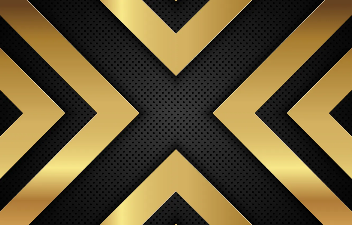 Фото обои линии, metal, gold, black, background, arrow, metallic, shapes