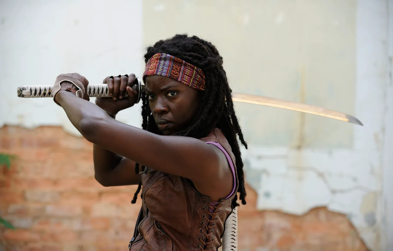 Фото обои ходячие мертвецы, The Walking Dead, Michonne, Danai Gurira, Season 3