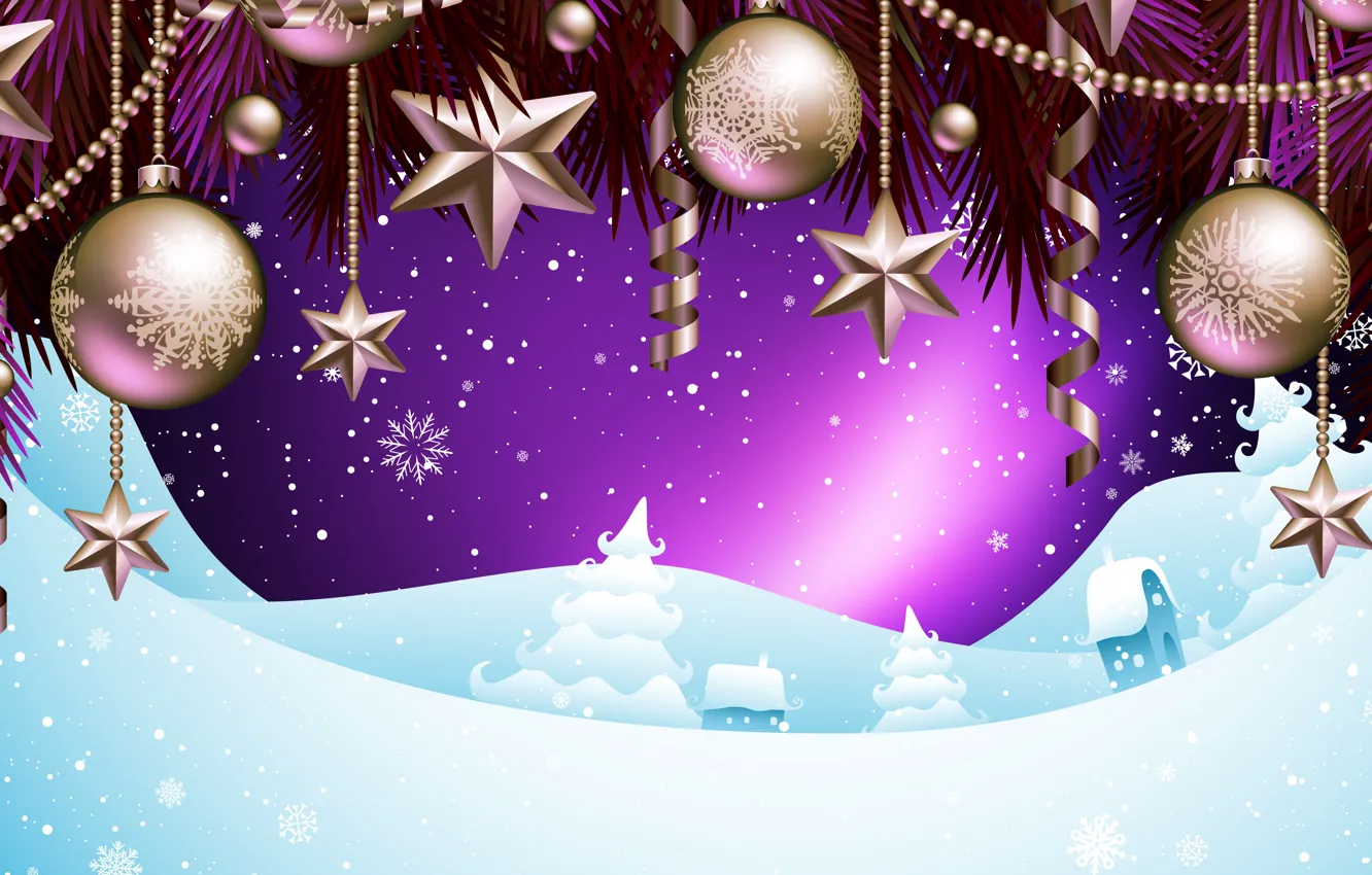 Фото обои Снег, Рождество, Снежинки, Фон, Новый год, Праздник, Christmas, Настроение