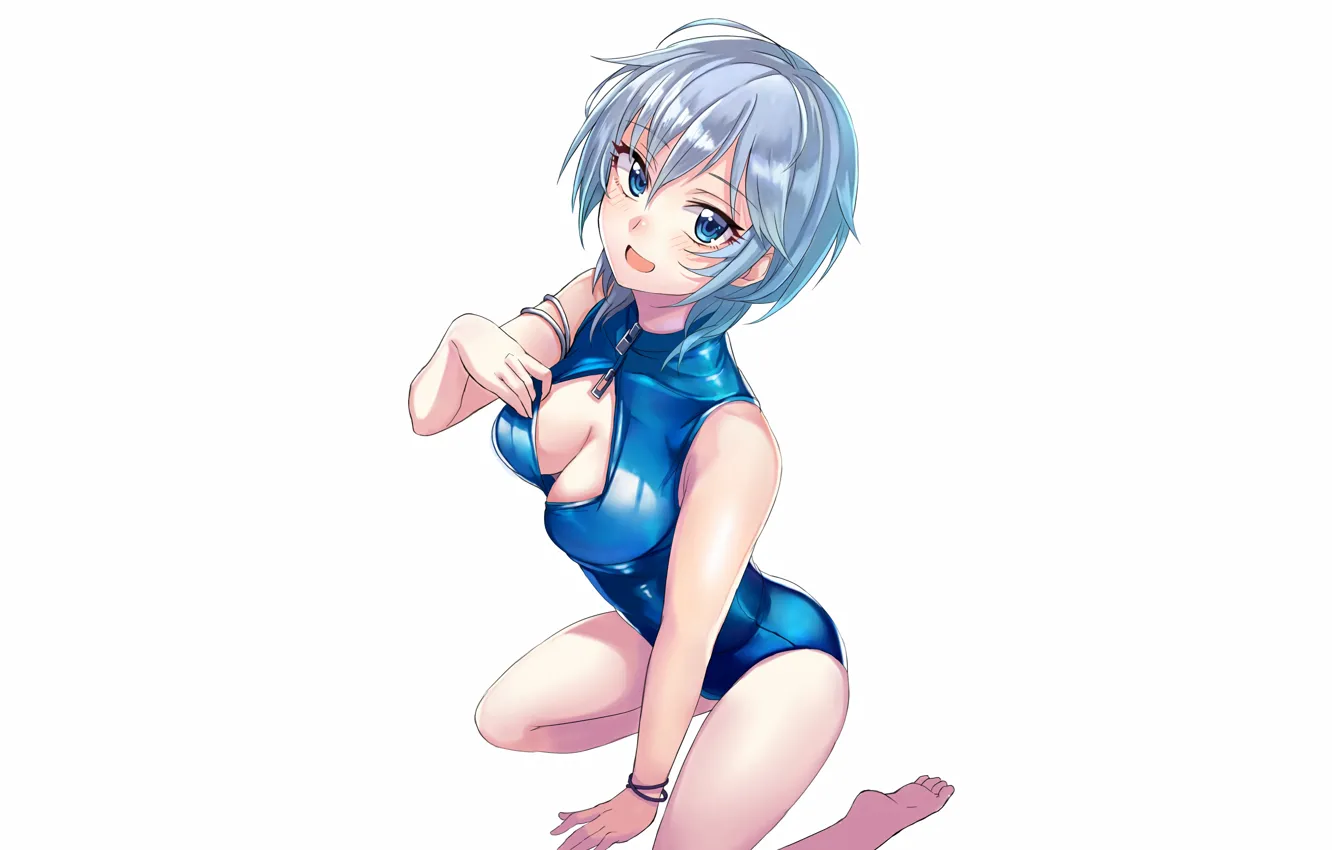 Фото обои girl, sexy, Anastasia, cleavage, boobs, anime, blue eyes, beautiful