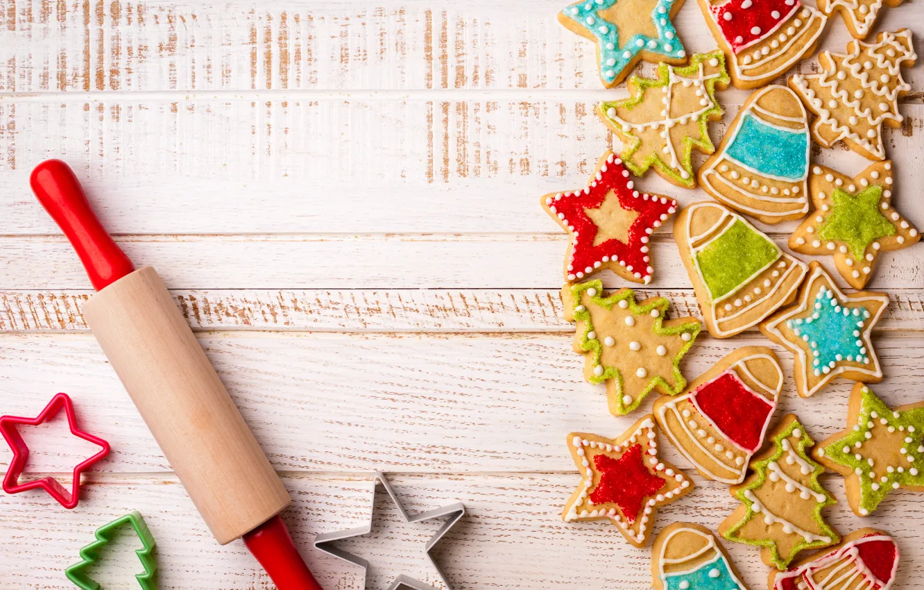 Фото обои звезда, печенье, формы, Новый год, доска, Christmas, фигурки, выпечка