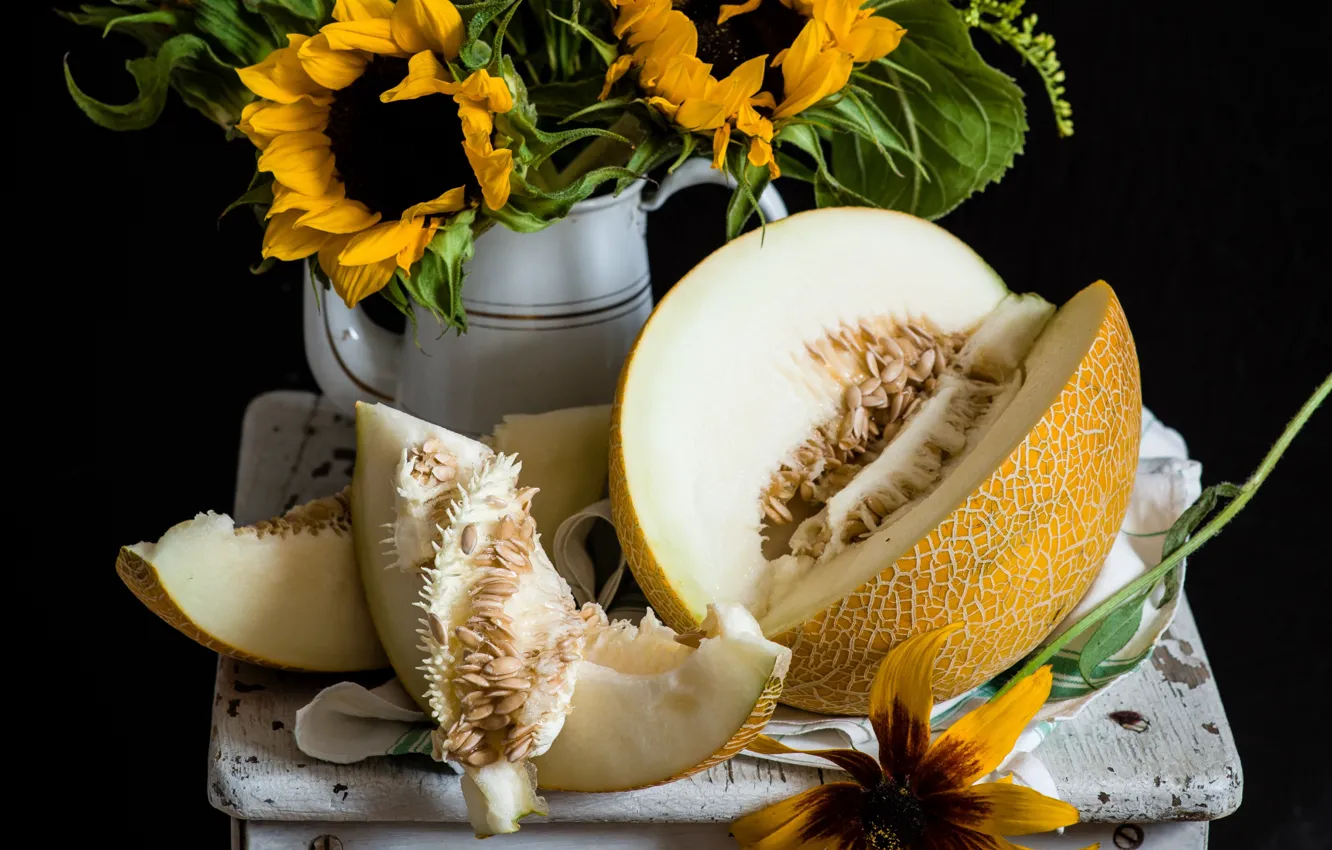 Фото обои лето, подсолнухи, дыня