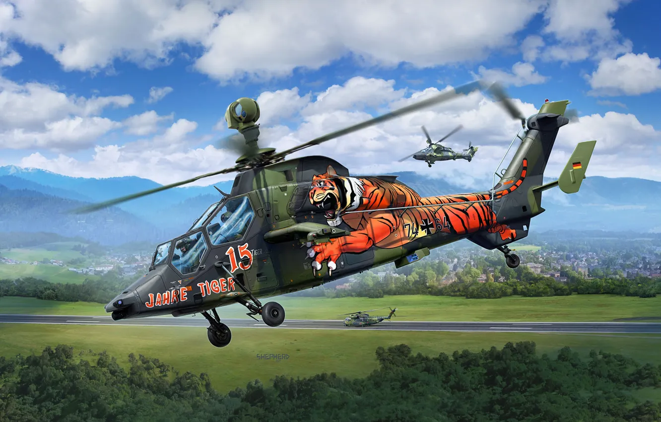 Фото обои Германия, Бундесвер, Eurocopter Tiger, ударный вертолет, Stu Shepherd, PAH-2