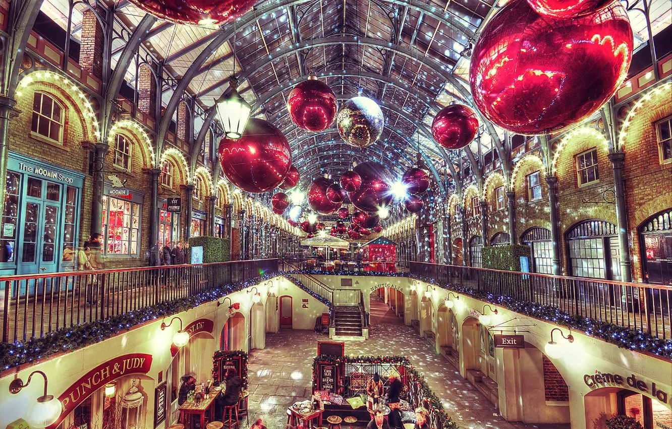 Фото обои Christmas, London, decoration, Covent Garden Market, Engalnd