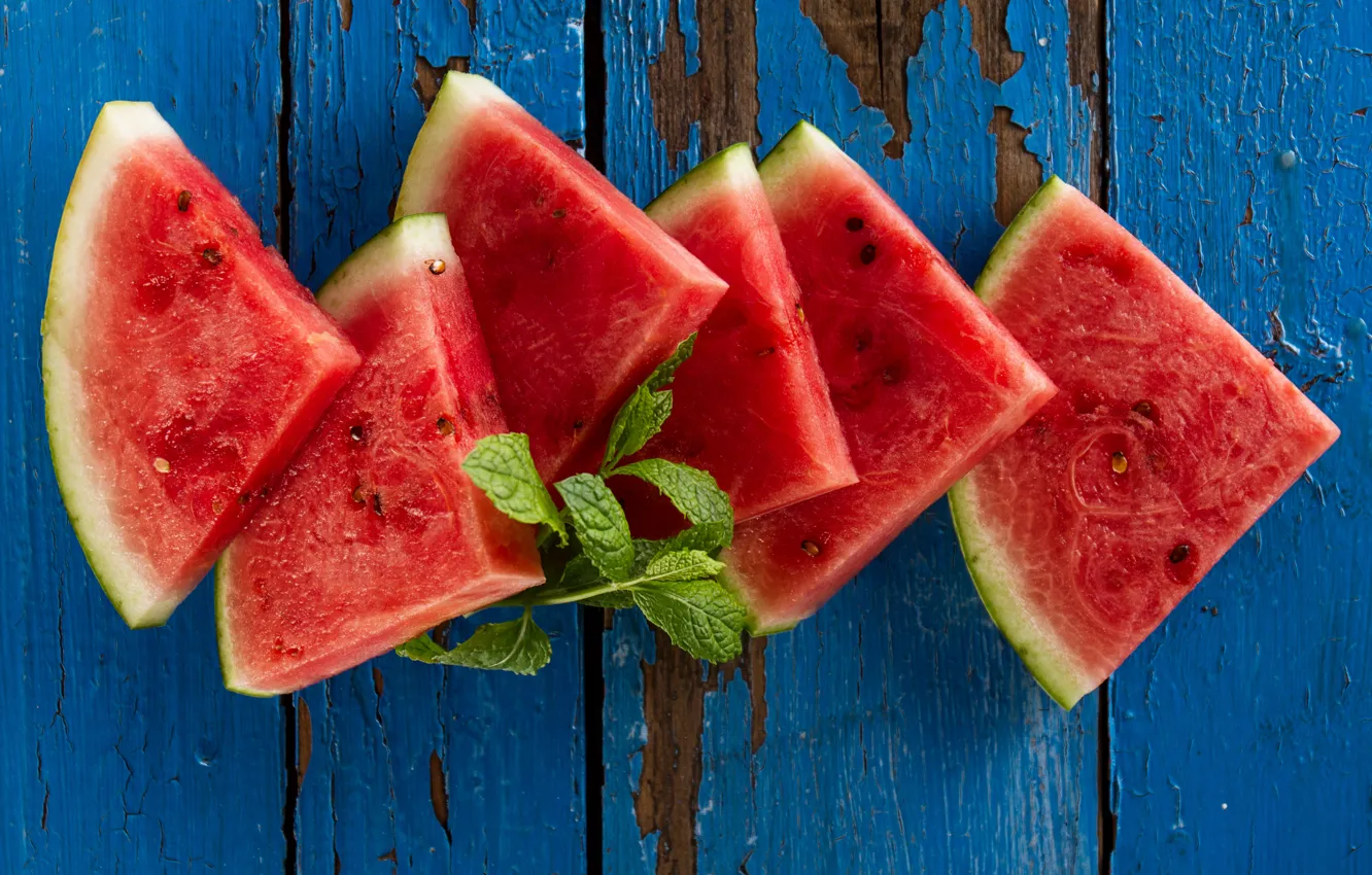 Фото обои арбуз, fresh, wood, дольки, watermelon, slice