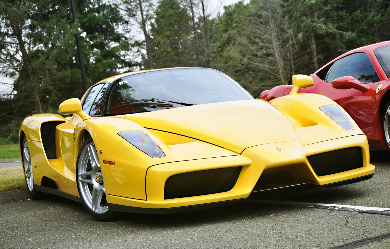 Фото обои жёлтый, цвет, Ferrari, Enzo