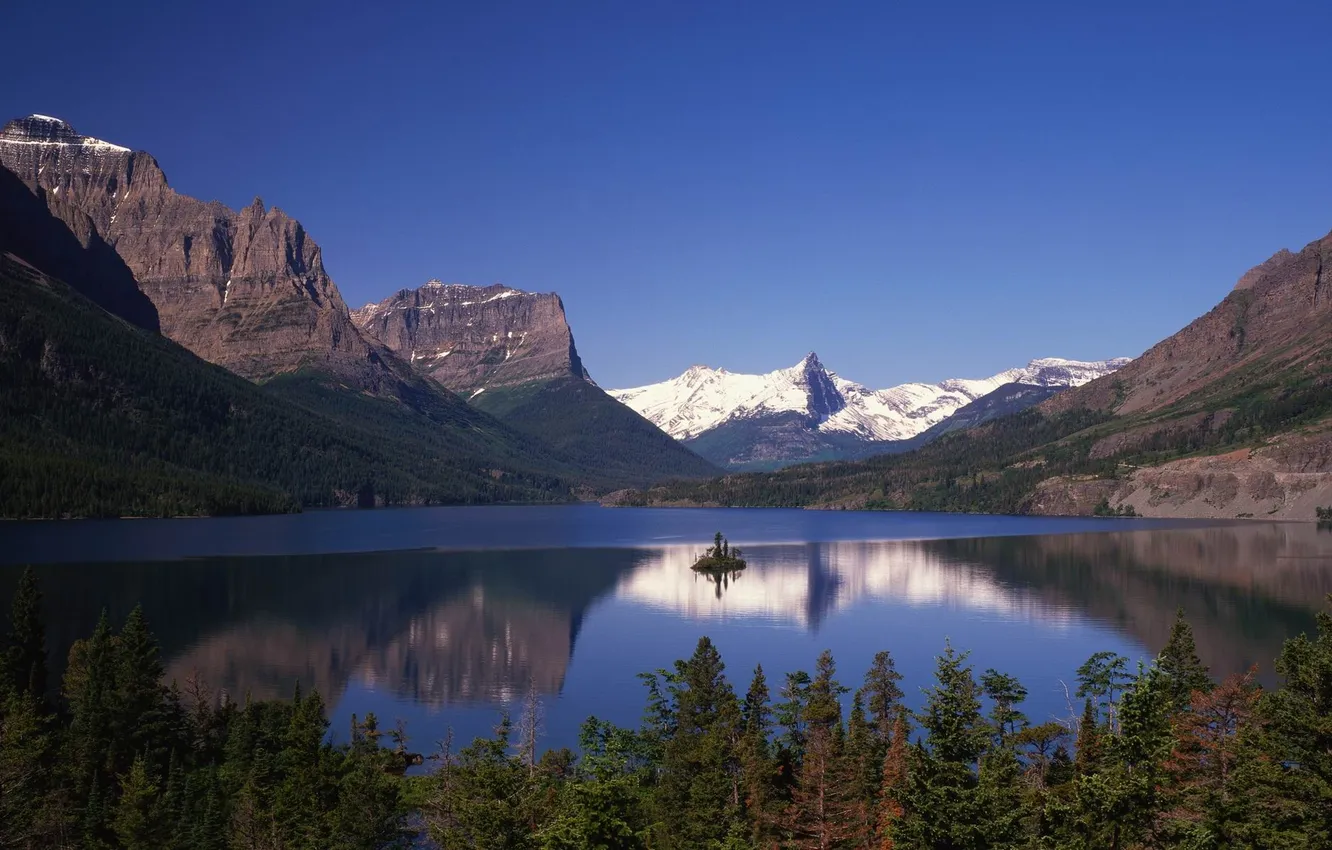 Фото обои USA, forest, trees, landscape, nature, water, mountains, lake