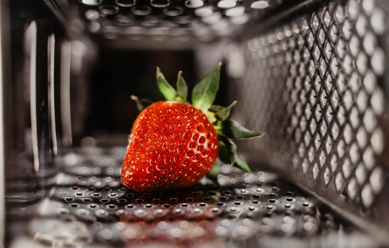 Фото обои berry, metal, red, close-up, food, macro, fruit, blur