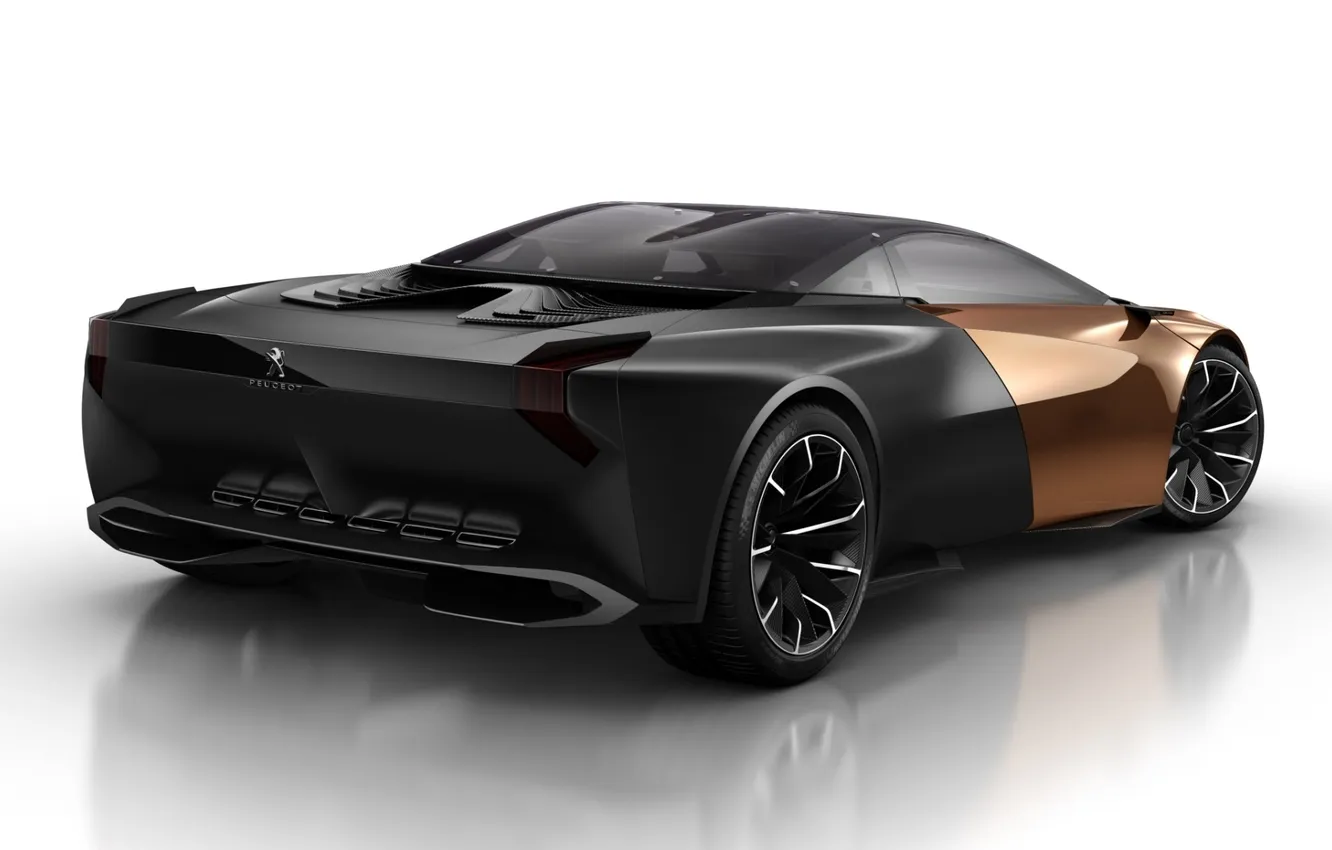 Фото обои Concept, фон, Пежо, концепт, Peugeot, суперкар, вид сзади, Onyx