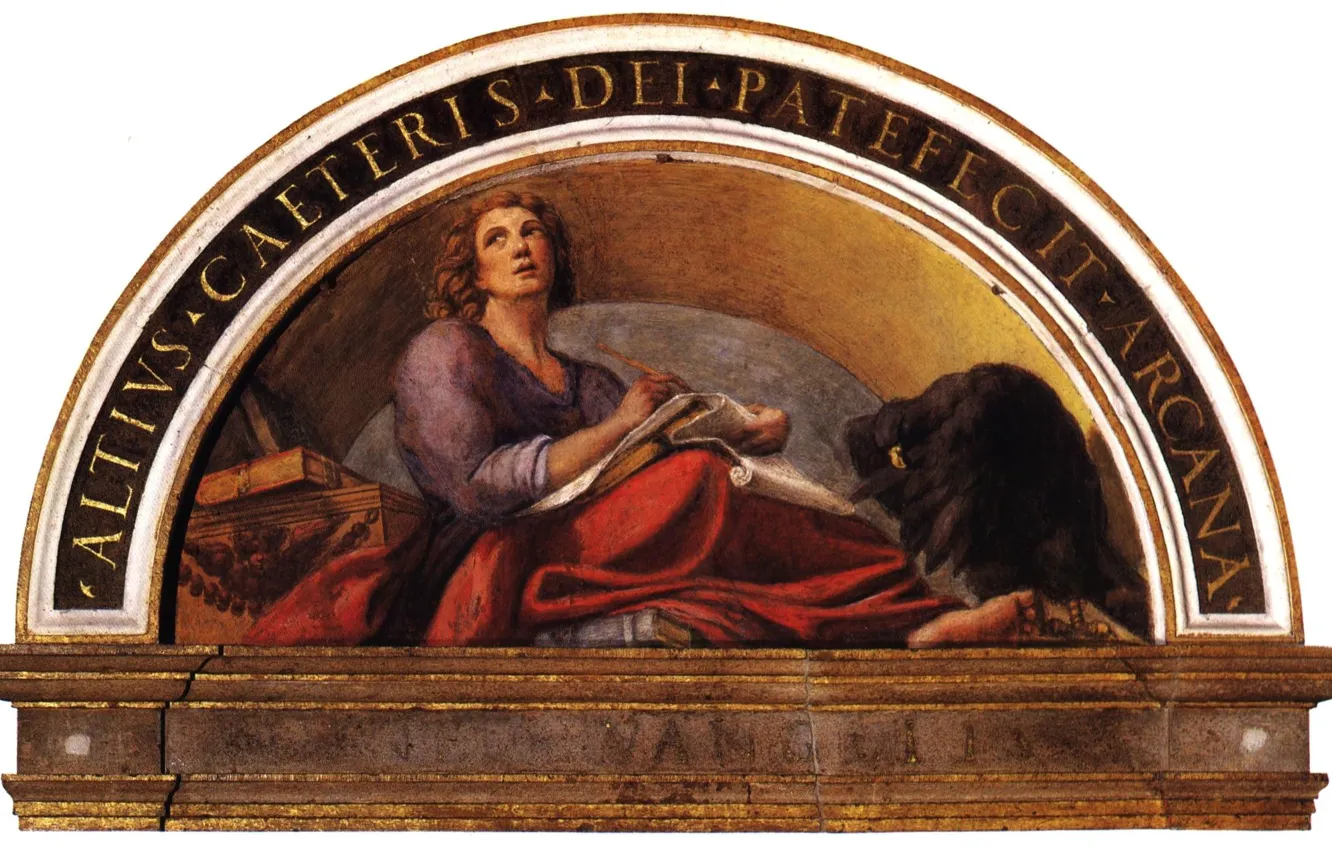 Фото обои арка, орёл, Антонио Аллегри Корреджо, религиозная живопись, Св. Иоанн Креститель