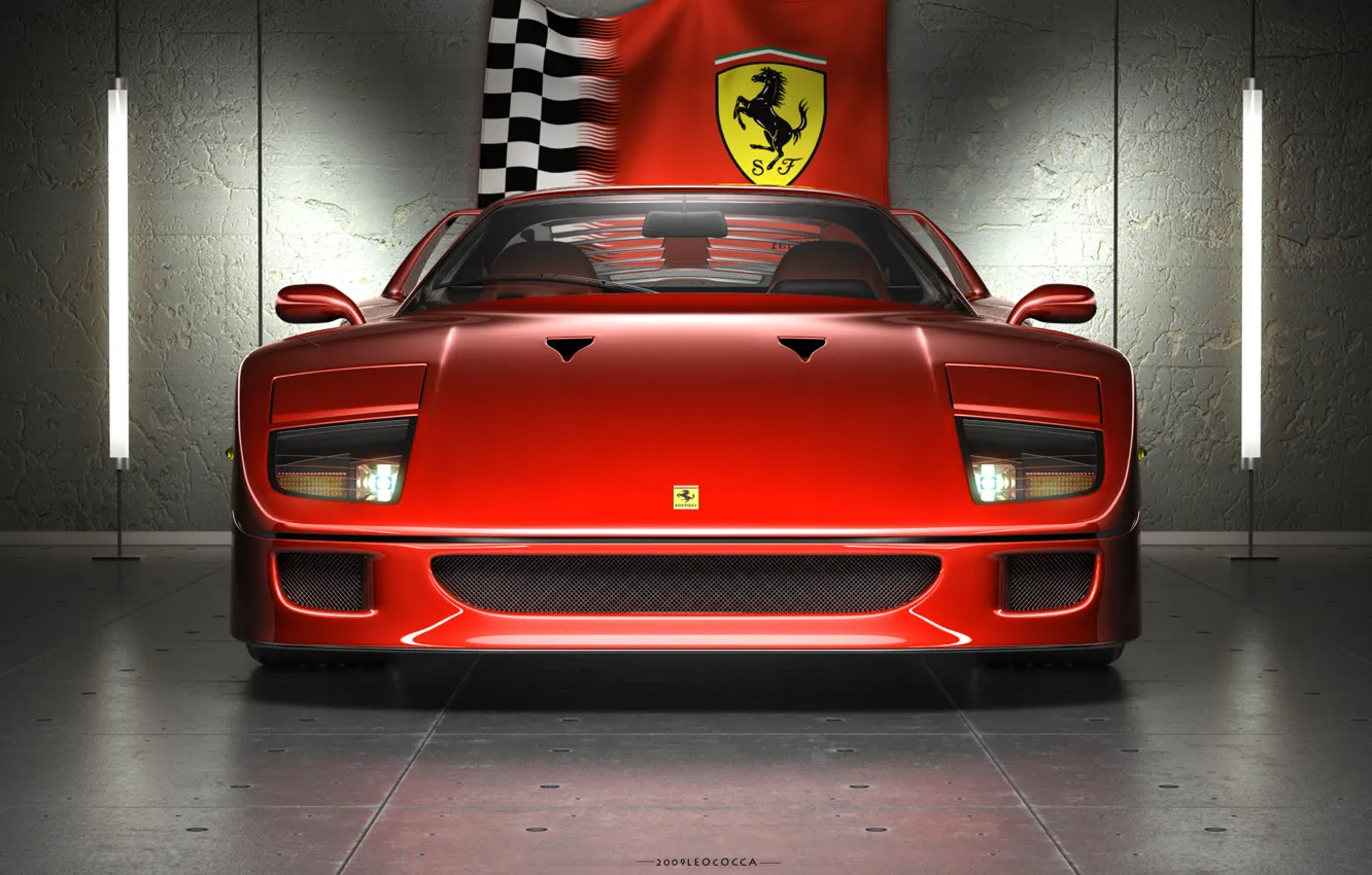 Фото обои red, logo, Ferrarif40