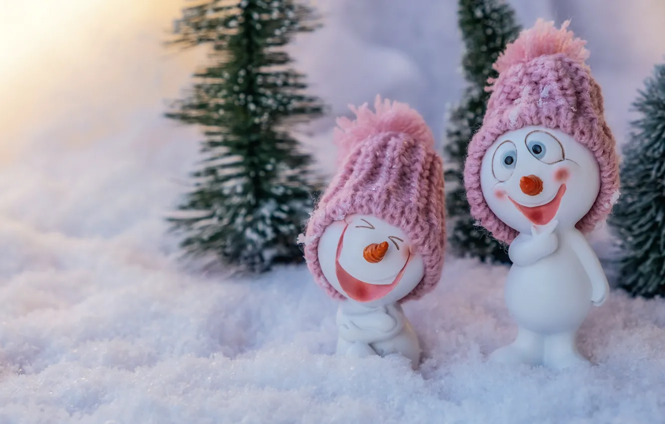Фото обои зима, праздник, игрушки, Рождество, Новый год, снеговики, новогодние украшения, новогодние декорации
