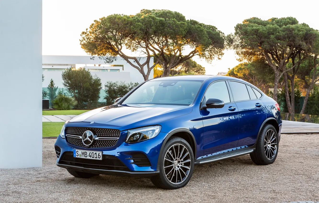 Фото обои синий, Mercedes-Benz, мерседес, AMG, Coupe, GLC-Class, C253