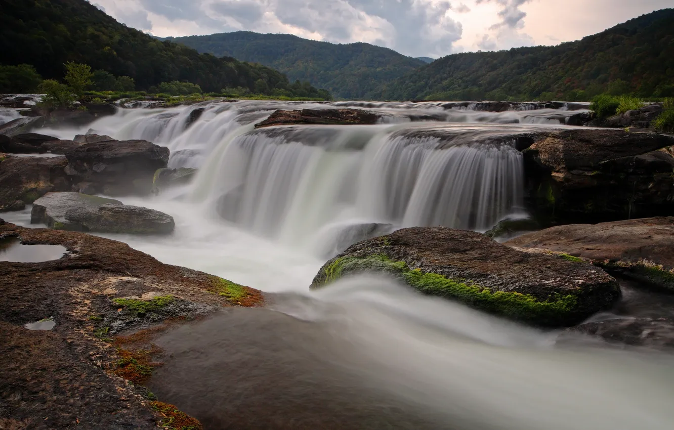 Фото обои природа, река, камни, водопады, потоки