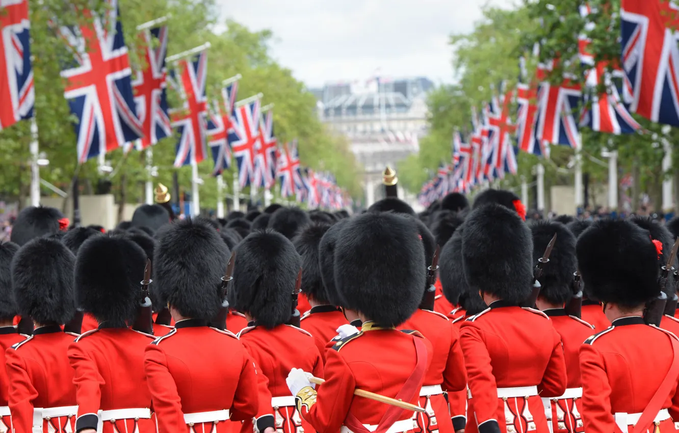 Фото обои шапка, Англия, Лондон, гвардия, Букингемский дворец