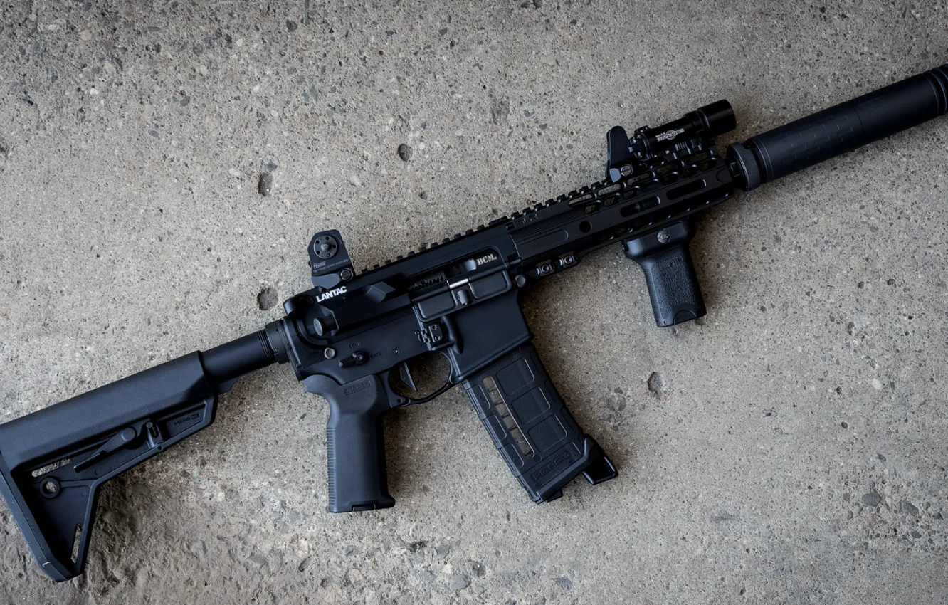Фото обои оружие, винтовка, weapon, глушитель, custom, м16, ar-15, assault rifle