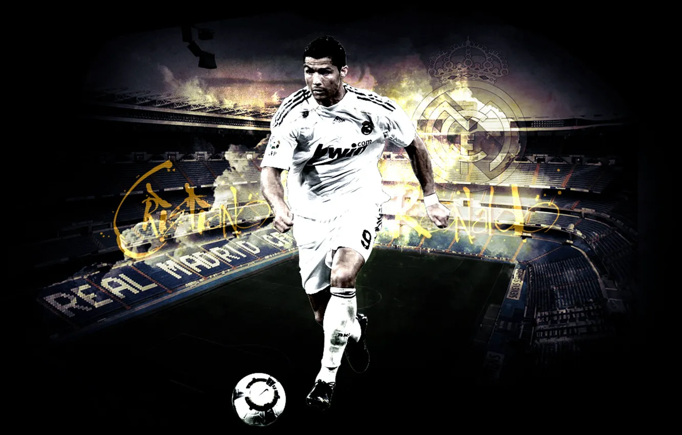 Фото обои wallpaper, sport, logo, Cristiano Ronaldo, stadium, football, Santiago Bernabeu, player
