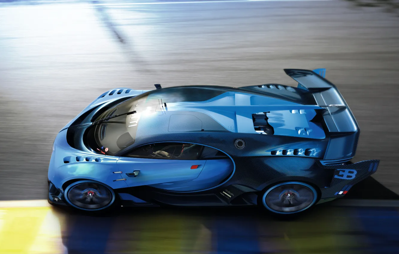 Фото обои Bugatti, Vision, race, Gran Turismo, hypercar