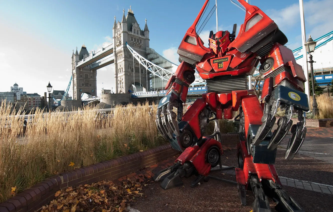 Фото обои мост, трансформеры, фантастика, робот, лондон, темза